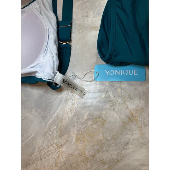 NWT YONIQUE Teal Twist-Front Bikini Set – Size M - Picture 6 of 7